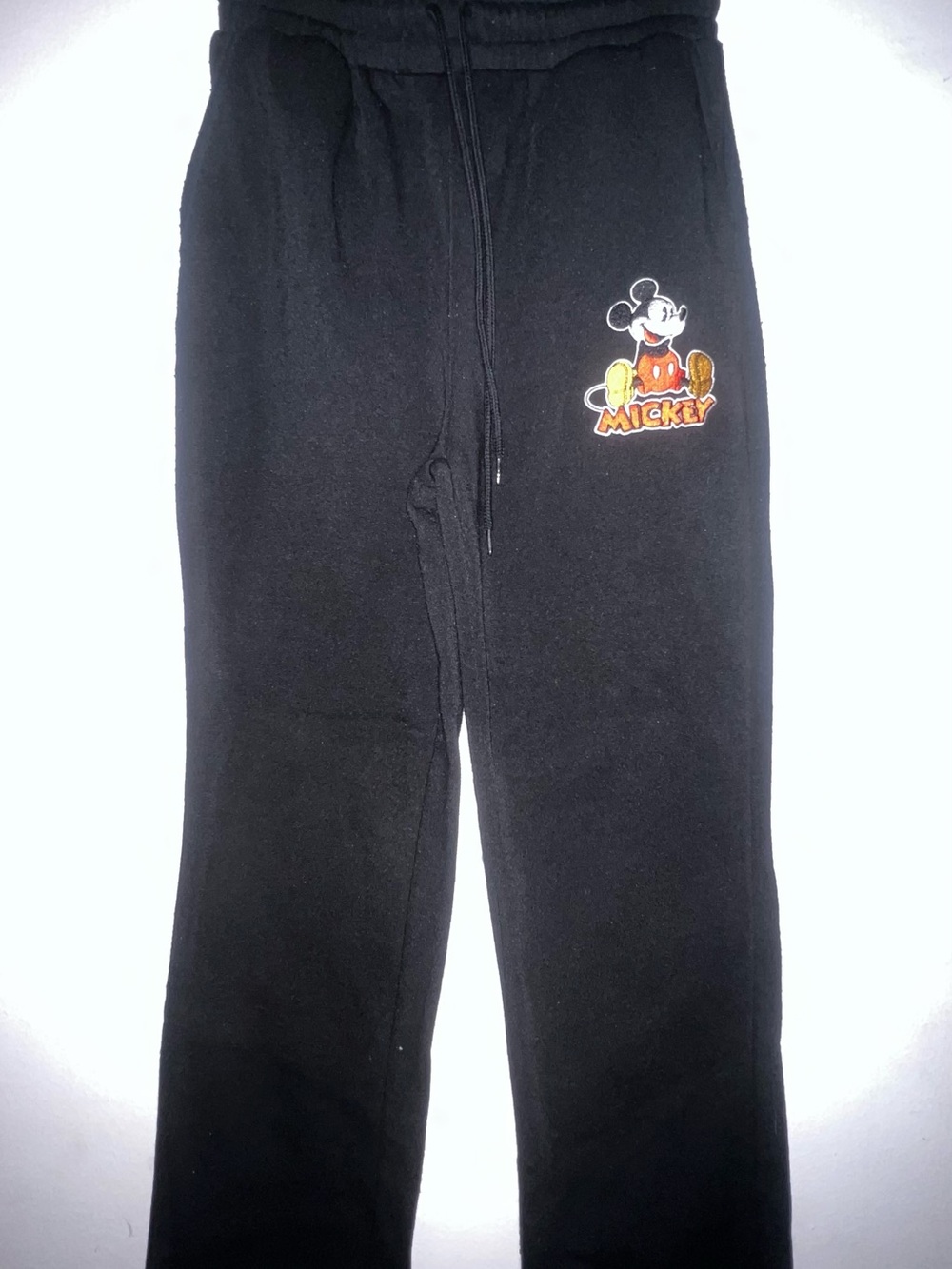 Disney Black Sweatpants with Mickey Patch